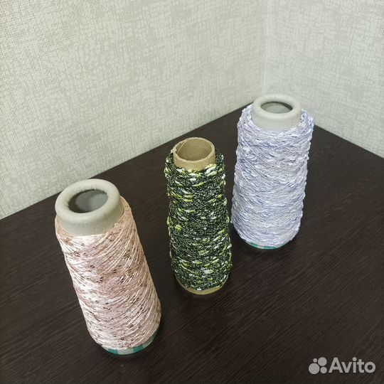 Пряжа для вязания, вискоза+пайетки и шишибрики