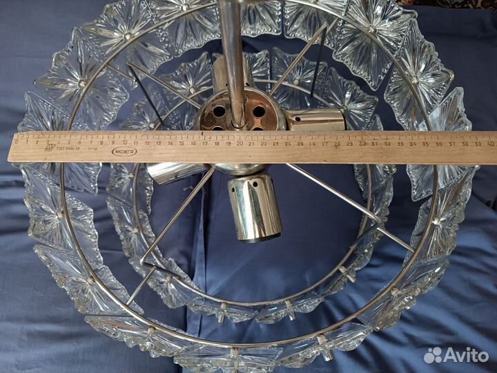 Люстра хрустальная, двухъярусная, на 5 ламп