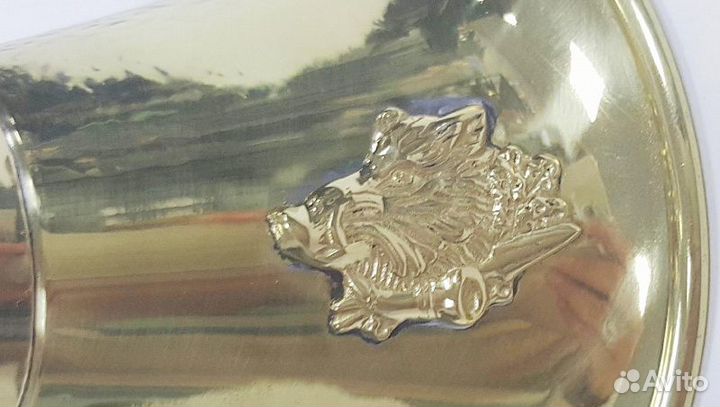 Горн охотничий (кожаная отделка) 45 см (45roundbr)