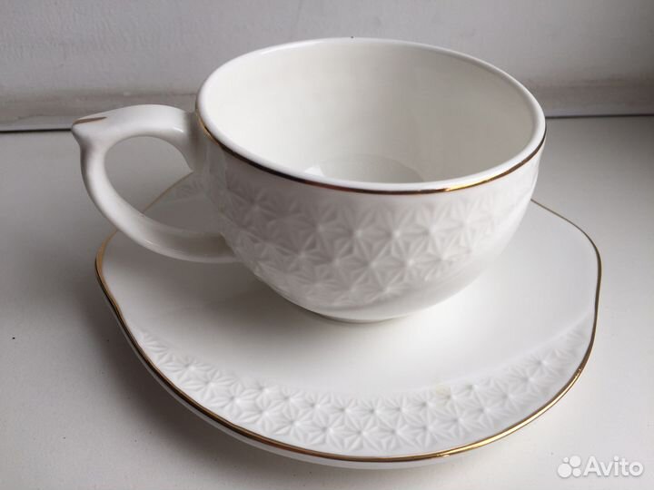 Чайная, кофейная пара фарфор Коралл