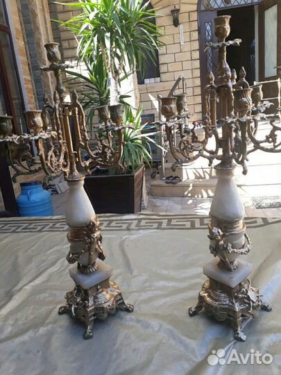 Подсвечники бронзовые и мраморные