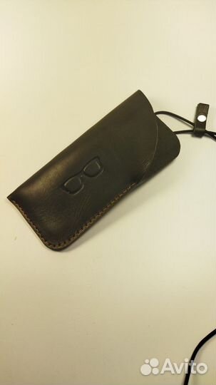 Футляр для очков кожаный серый