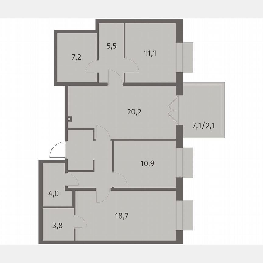 3-к. квартира, 92,2 м², 1/8 эт.