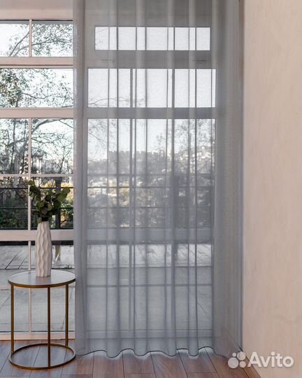 Тюль дебора серый готовый на окна пошив