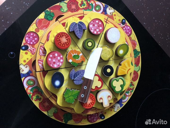 Пицца пазл бизиборд деревянный