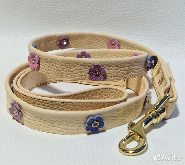 Ошейник и поводок из натуральной кожи