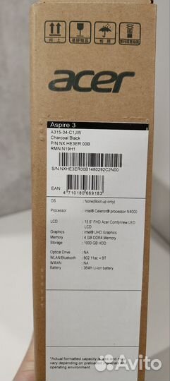 Ноутбук Acer Aspire 3 A315-34-C1JW 15.6