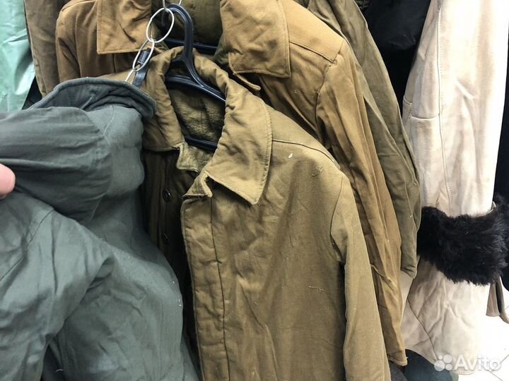 Ватник СССР оливкового цвета с воротником
