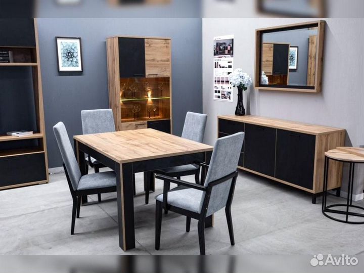 Тумба блэквуд, Дуб Вотан + чёрный, П556.07