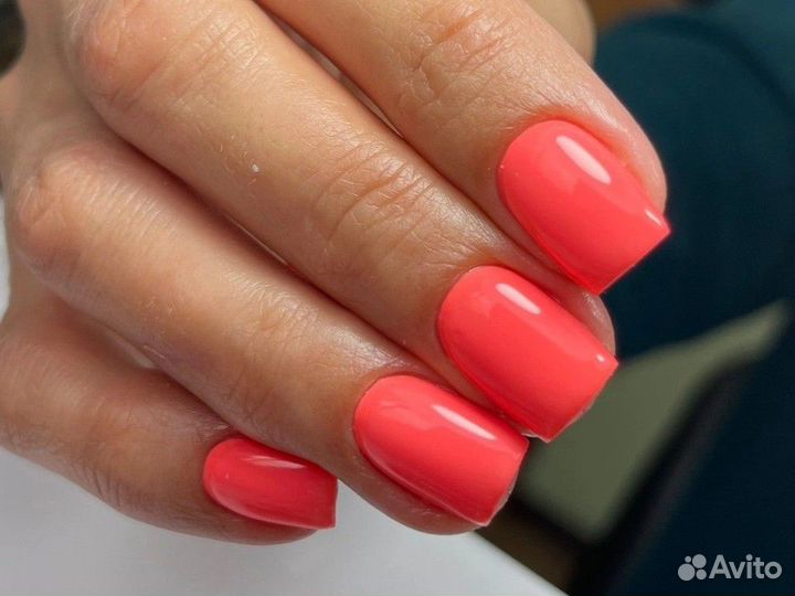 Маникюр, гель-лак, выравнивание н.п., наращивание