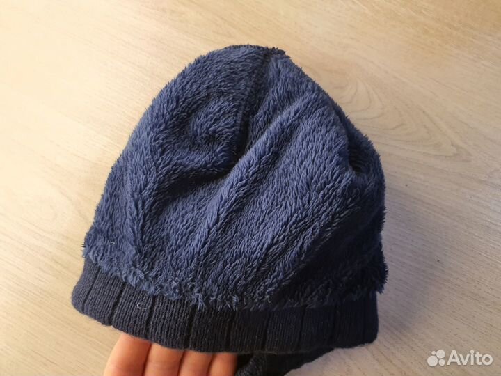 Шапка stone island синяя утепленная