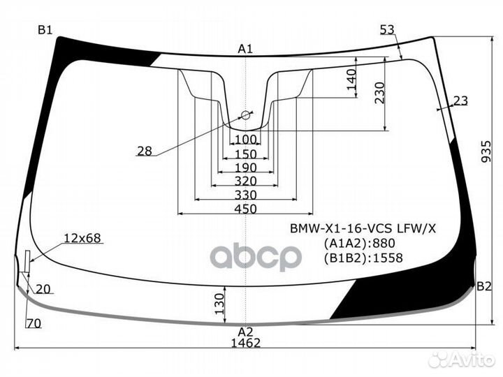 Стекло лобовое + дд BMW X1 F48 5D SUV 16- BMW-X