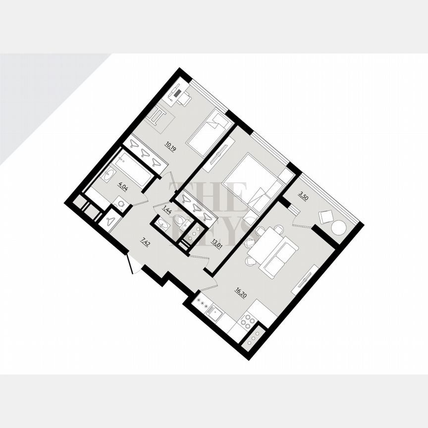 2-к. квартира, 54,1 м², 6/21 эт.