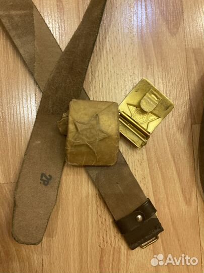 Ремень солдатский, кожаный, СССР, размер 1