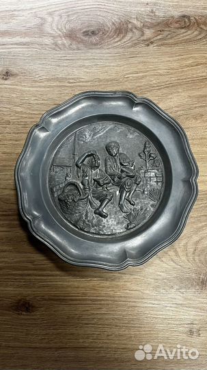 Тарелка оловянная на стену, германия 22см