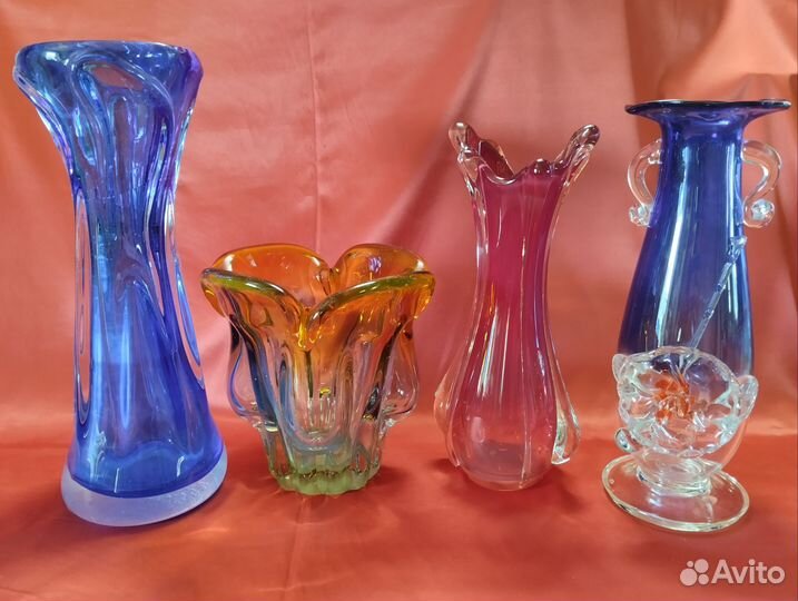 Вазы для цветов /толстое цветное стекло/ссср