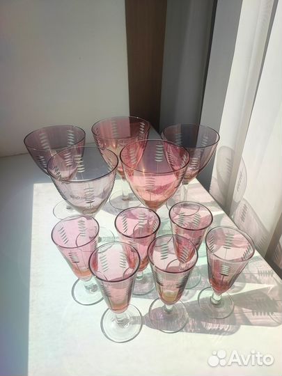 Бокалы, рюмки цветное стекло СССР