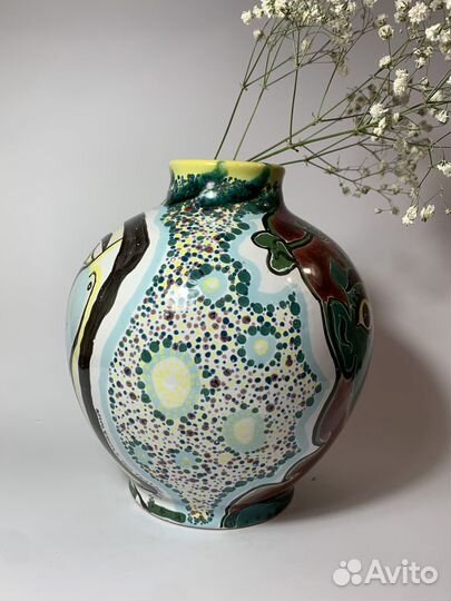 Ваза майолика глина ручная роспись