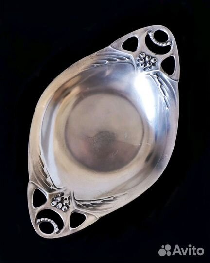 Ар-нуво. Оловянная вазочка конфетницы, орешницы