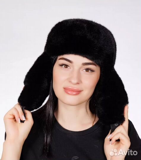 Шапка ушанка норковая