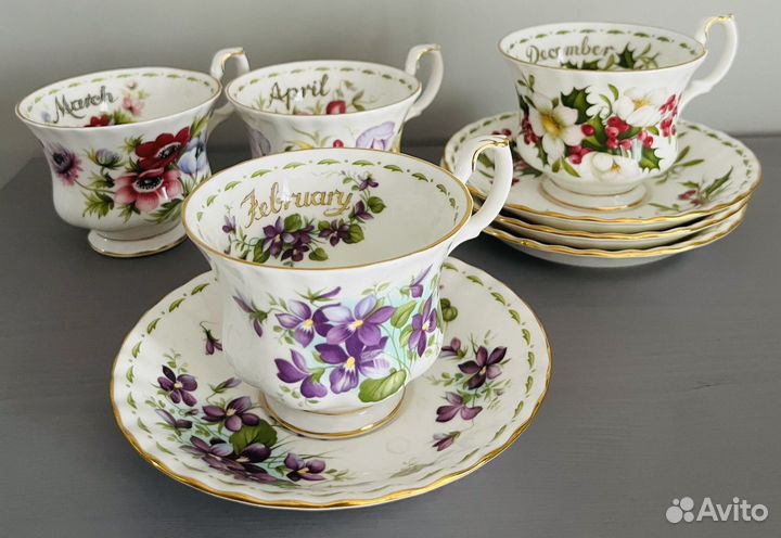 Чайная пара костяной фарфор англия, 1970