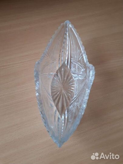 Хрустальная вазочка лодочка СССР винтаж