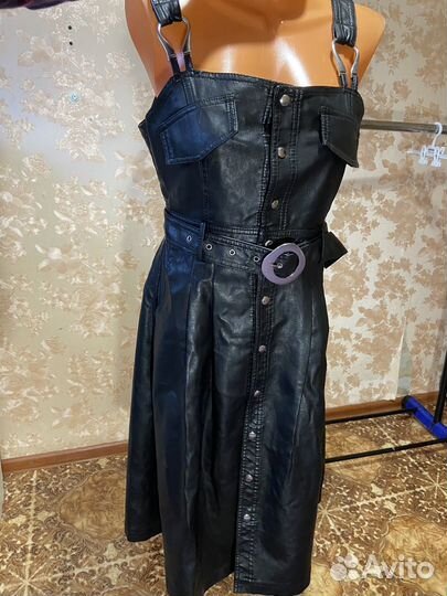 Кожаный сарафан 46