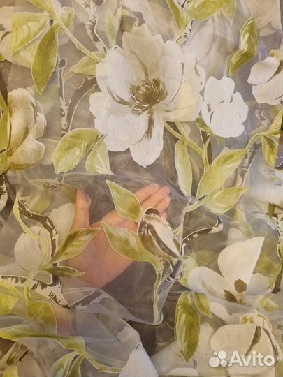 Шторы тюль с цветами и птичками 240 240 см