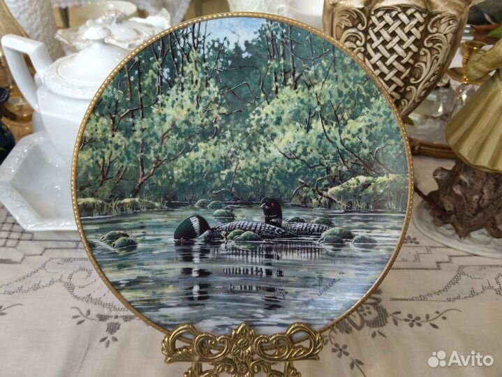 Винтаж: Тарелка на стену с гагарами Тихая трапеза