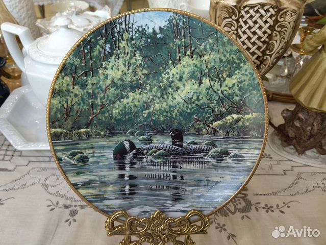 Винтаж: Тарелка на стену с гагарами Тихая трапеза