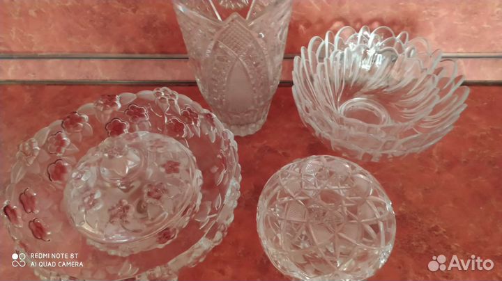 Хрусталь, салатники, ваза, сахарница