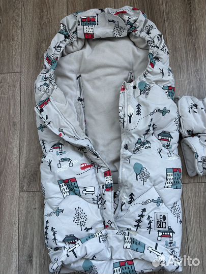 Зимний конверт leokid + варежки