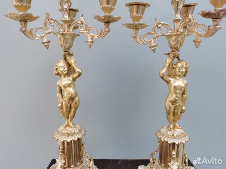 Подсвечники канделябры 19 век бронза золото