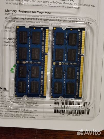 Оперативная память OWC 16 гб (8 гб x 2 шт.) DDR3L