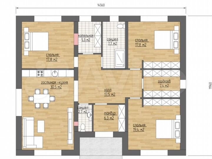 Дом 140 м² на участке 7,6 сот.