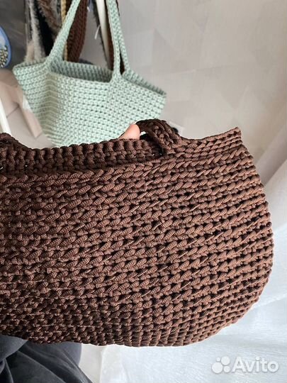 Вязанная мягкая сумка шоппер