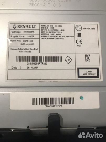 Автомагнитола renault harn1003