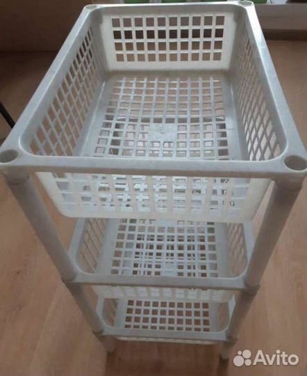 Этажерка с ящиками на колесиках (голубая)