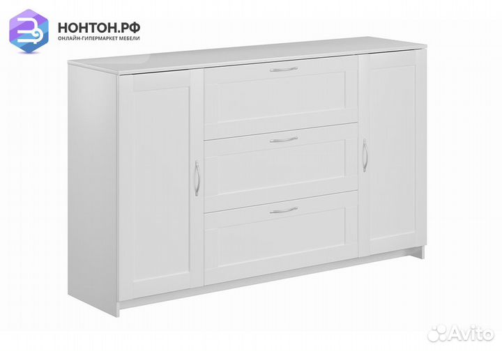 Комод с дверцами Сириус 3 ящика белый