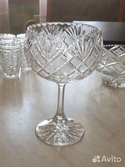 Хрустальный салатник, фужеры, стаканы- СССР