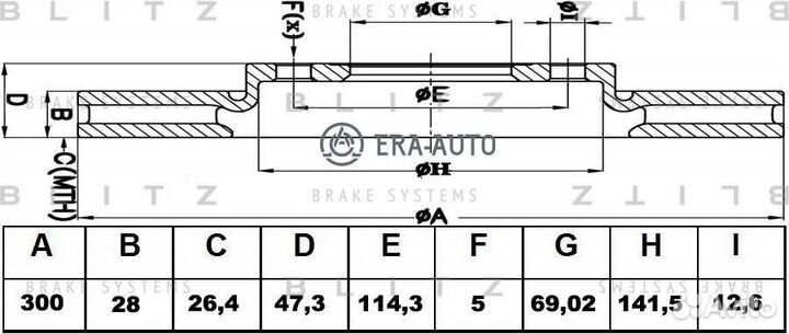 Blitz BS0303 Диск пер.hyundai I40, IX35, sonata, tucson 04/ KIA sportage 10