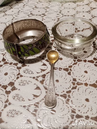 Солонка мельхиор с эмалью СССР