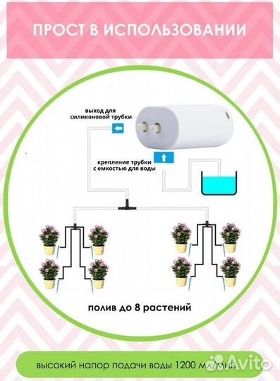 Автополив для 8 растений, автоматический полив
