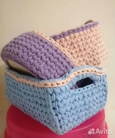 Трикотажные корзинки ручной работы