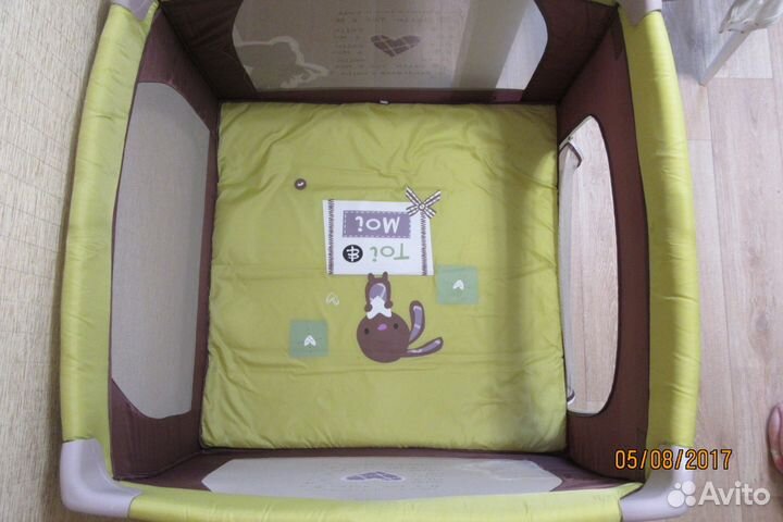 Манеж Capella P-2Q, цвет: коричневый/салатовый