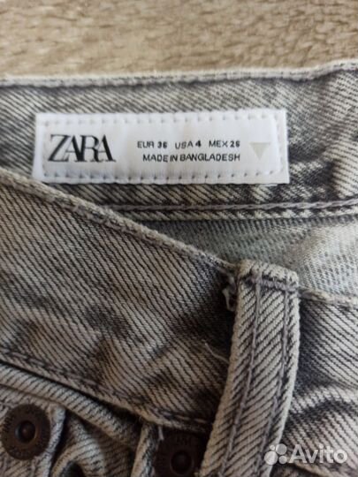 Zara прямые джинсы женские серые 42р