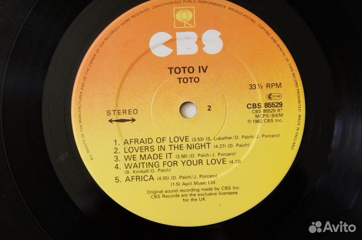 Toto - Toto IV (UK-1982-LP) англия