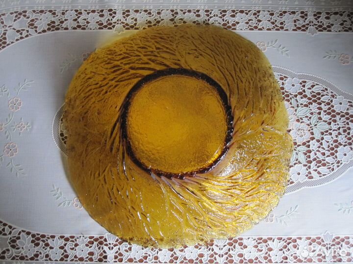 Блюдо из цветного стекла. Винтаж. Финское