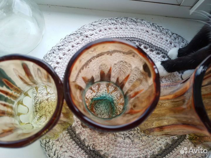 Ваза цветное гутное стекло 70 годы