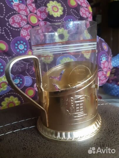 Подстаканник со стаканом СССР клеймо 